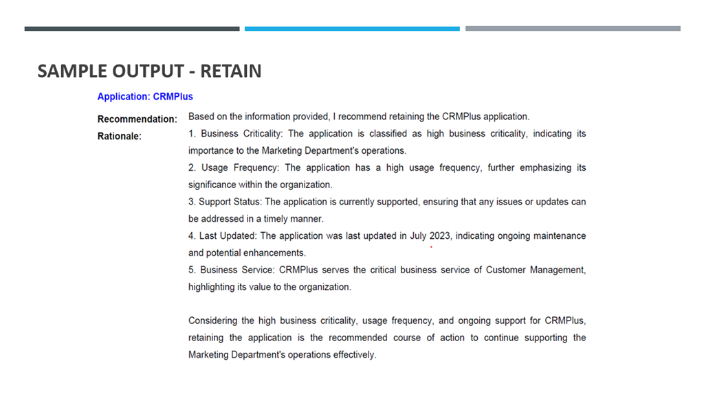 Slide 14 — Sample Output Retain
